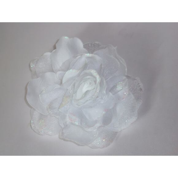 White flower hair pin hair clip hair tie, big flower white head piecel hairpiece - Picture 5 of 5